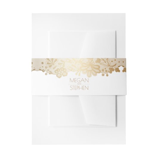 Elegant Gold Lace White Wedding Uitnodigingen Wikkel (Voorkant Voorbeeld)