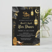 Elegant Gold Lanterns and Monstera Ramadan Iftar Kaart (Staand voorkant)