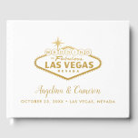 Elegant Gold Las Vegas Destination Wedding Gastenboek<br><div class="desc">Chic, modern en elegant goud en white Las Vegas Wedding Sign bruiloft Gastboek is leuk en mooi voor Vegas als een doelbruiloft of vrijgezellenfeest voor een doelfeest in de toekomst. Bekijk ons Vegas Baby voor het coördineren van objecten voor je Las Vegas bruiloft. Het gouden effect is een textuur die...</div>