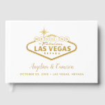 Elegant Gold Las Vegas Destination Wedding Gastenboek<br><div class="desc">Chic, modern en elegant goud en white Las Vegas Wedding Sign bruiloft Gastboek is leuk en mooi voor Vegas als een doelbruiloft of vrijgezellenfeest voor een doelfeest in de toekomst. Bekijk ons Vegas Baby voor het coördineren van objecten voor je Las Vegas bruiloft. Het gouden effect is een textuur die...</div>
