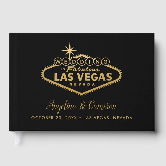 Elegant Gold Las Vegas Sign. Gastenboek (Voorkant)