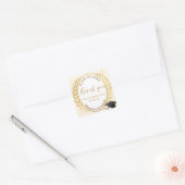Elegant Gold Laurel Wreath Graduation Thank You Vierkante Sticker (Envelop)