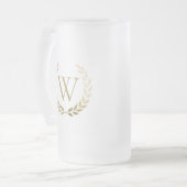 Elegant Gold Laurel Wreath Monogram Matglas Bierpul (Voorkant links)