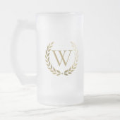 Elegant Gold Laurel Wreath Monogram Matglas Bierpul (Links)