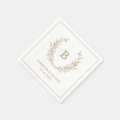 Elegant Gold Laurel Wreath Wedding Monogram Servet (Hoek)