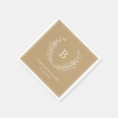 Elegant Gold Laurel Wreath Wedding Monogram Servet (Hoek)
