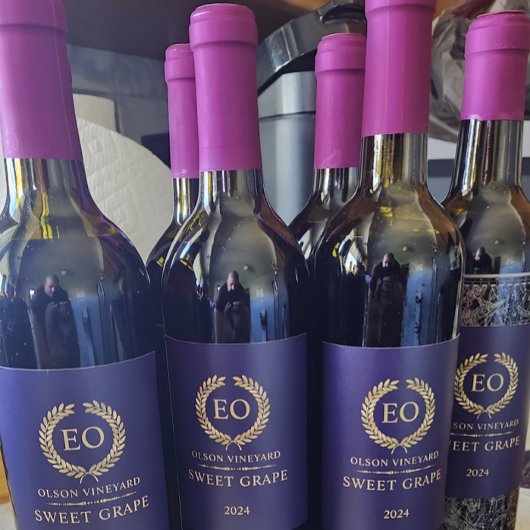 Elegant Gold Laurel Wreaton Paars Wijn Etiket