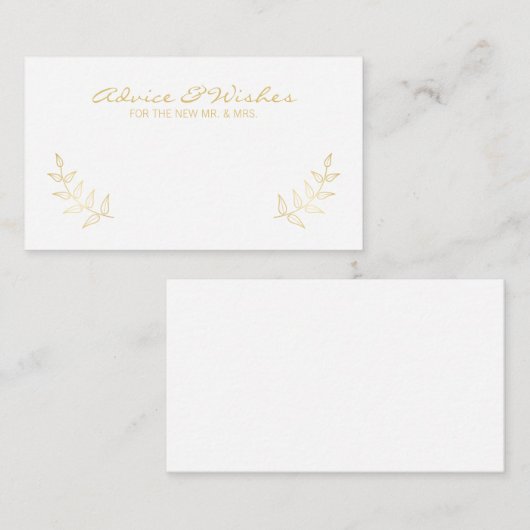 Elegant Gold Laurels Wedding Advice and Wishes Advieskaart (Voorkant / Achterkant)