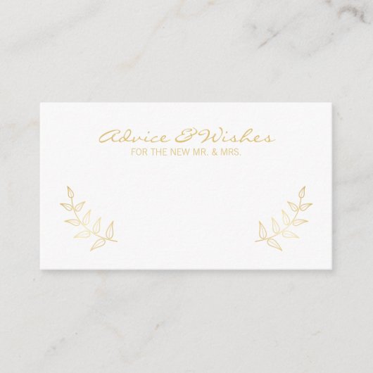 Elegant Gold Laurels Wedding Advice and Wishes Advieskaart (Voorkant)