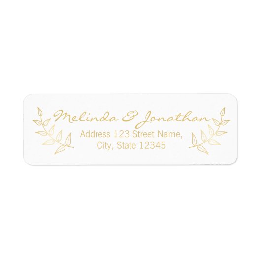 Elegant Gold Laurels Wedding Etiket (Voorkant)