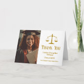 Elegant Gold Law School Afstuderen Foto Bedankkaart (Voorkant)