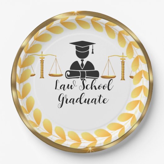 Elegant Gold Law School Afstuderen paper Papieren Bordje (Voorkant)
