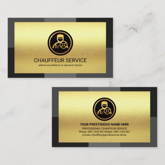 Elegant Gold Layer Grey Monochrome driver Visitekaartje (Voorkant / Achterkant)
