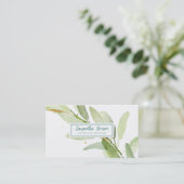Elegant Gold Leaf Airy Greenery Visitekaartje (Staand voorkant)