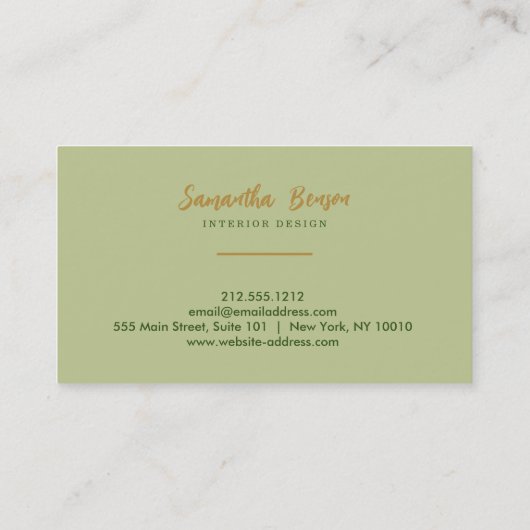 Elegant Gold Leaf Airy Greenery Visitekaartje (Achterkant)