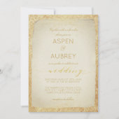 Elegant Gold Leaf Antiek Script Wedding Kaart (Voorkant)
