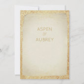 Elegant Gold Leaf Antiek Script Wedding Kaart (Achterkant)
