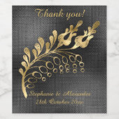 ELEGANT GOLD LEAF BLACK DENT  WIJN ETIKET (Enkel label)