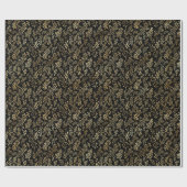 Elegant Gold Leaf Black Pattern Kerstmis Cadeaupapier (Vlak)