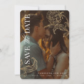 Elegant Gold Leaf Botanische Foto slaat de datum o Kaart (Voorkant)