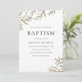 Elegant Gold Leaf Boy of Girl Baptism Invitation Kaart (Staand voorkant)