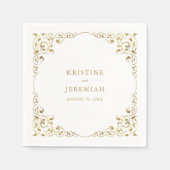 Elegant Gold Leaf Classic Name Wedding Servet (Voorkant)
