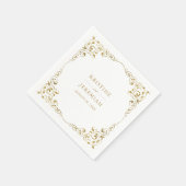 Elegant Gold Leaf Classic Name Wedding Servet (Hoek)