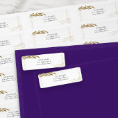 Elegant Gold Leaf Confetti ingelijst retouradres Etiket