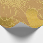 Elegant Gold Leaf en Flower Background Cadeaupapier (Hoek)