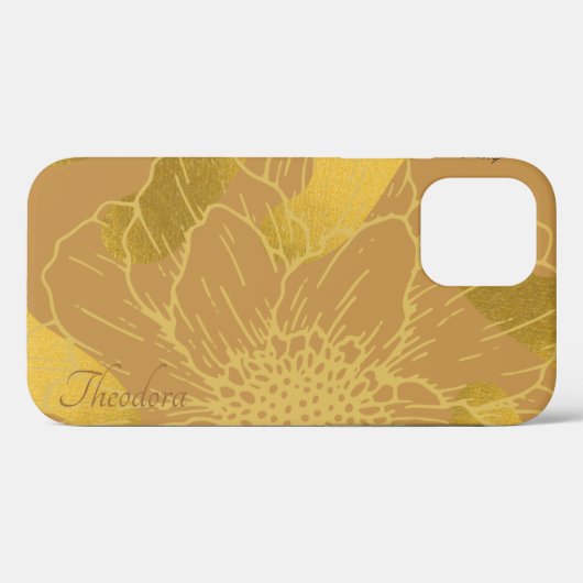 Elegant Gold Leaf en Flower Background Case-Mate iPhone Case (Achterkant (horizontaal))
