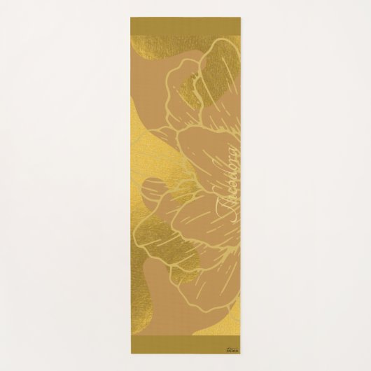 Elegant Gold Leaf en Flower Background Yogamat (Voorkant)