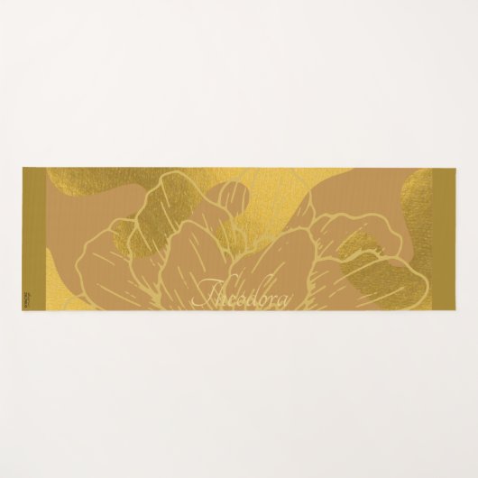 Elegant Gold Leaf en Flower Background Yogamat (Voorkant (horizontaal))