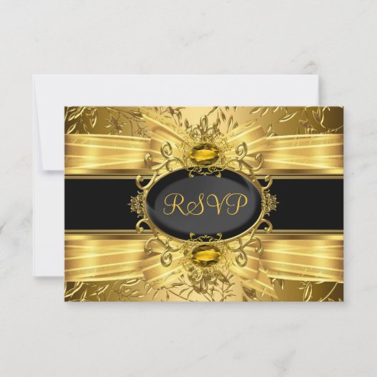 Elegant Gold Leaf & Gem 50e Jubileum RSVP (Voorkant)