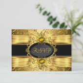 Elegant Gold Leaf & Gem 50e Jubileum RSVP (Staand voorkant)