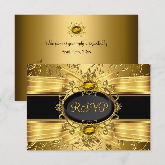 Elegant Gold Leaf & Gem 50e Jubileum RSVP (Voorkant / Achterkant)