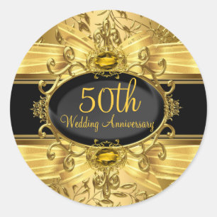 Elegant Gold Leaf & Gem 50e Jubileum Sticker