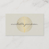 Elegant Gold Leaf Logo op Licht Tan Visitekaartje (Voorkant)