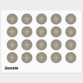 Elegant Gold Leaf Logo op Tan Cardboard Look Ronde Sticker (Vel)