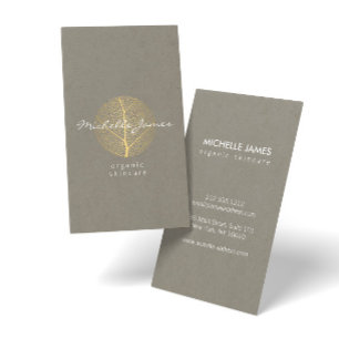 Elegant Gold Leaf Logo op Tan Cardboard Look Visitekaartje