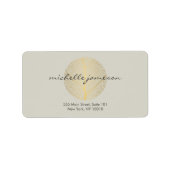 Elegant Gold Leaf Logo op Tan Etiket (Voorkant)