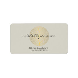 Elegant Gold Leaf Logo op Tan Etiket