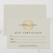 Elegant Gold Leaf Logo op Tan Gift Certificaat (Voorkant / Achterkant)