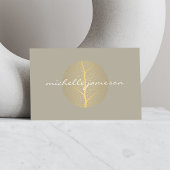 Elegant Gold Leaf Logo op Tan Visitekaartje