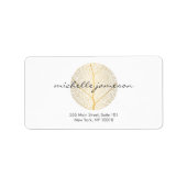 Elegant Gold Leaf Logo op Wit Etiket (Voorkant)