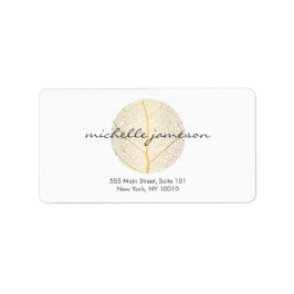 Elegant Gold Leaf Logo op Wit Etiket