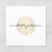 Elegant Gold Leaf Logo op Wit Vierkante Visitekaartje (Voorkant)