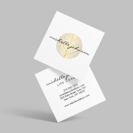 Elegant Gold Leaf Logo op Wit Vierkante Visitekaartje