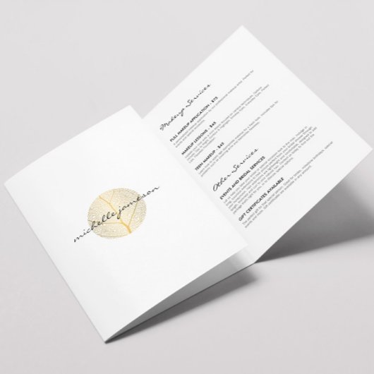 Elegant Gold Leaf Logo Salon, Spa Brochure Drieluik Kaart