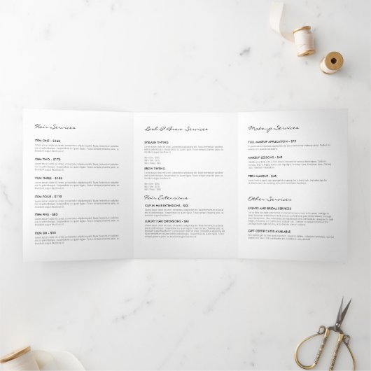 Elegant Gold Leaf Logo Salon, Spa Brochure Drieluik Kaart (Binnen)