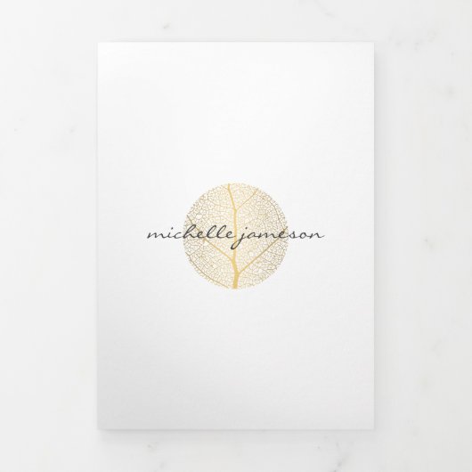 Elegant Gold Leaf Logo Salon, Spa Brochure Drieluik Kaart (Cover)